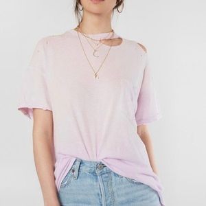 Free people distressed lavender T-shirt. NWT